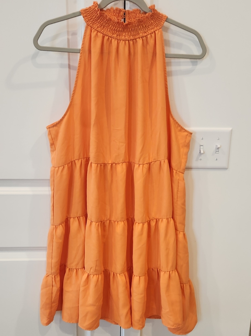 STATE Bright Orange Sleeveless Tiered Dress